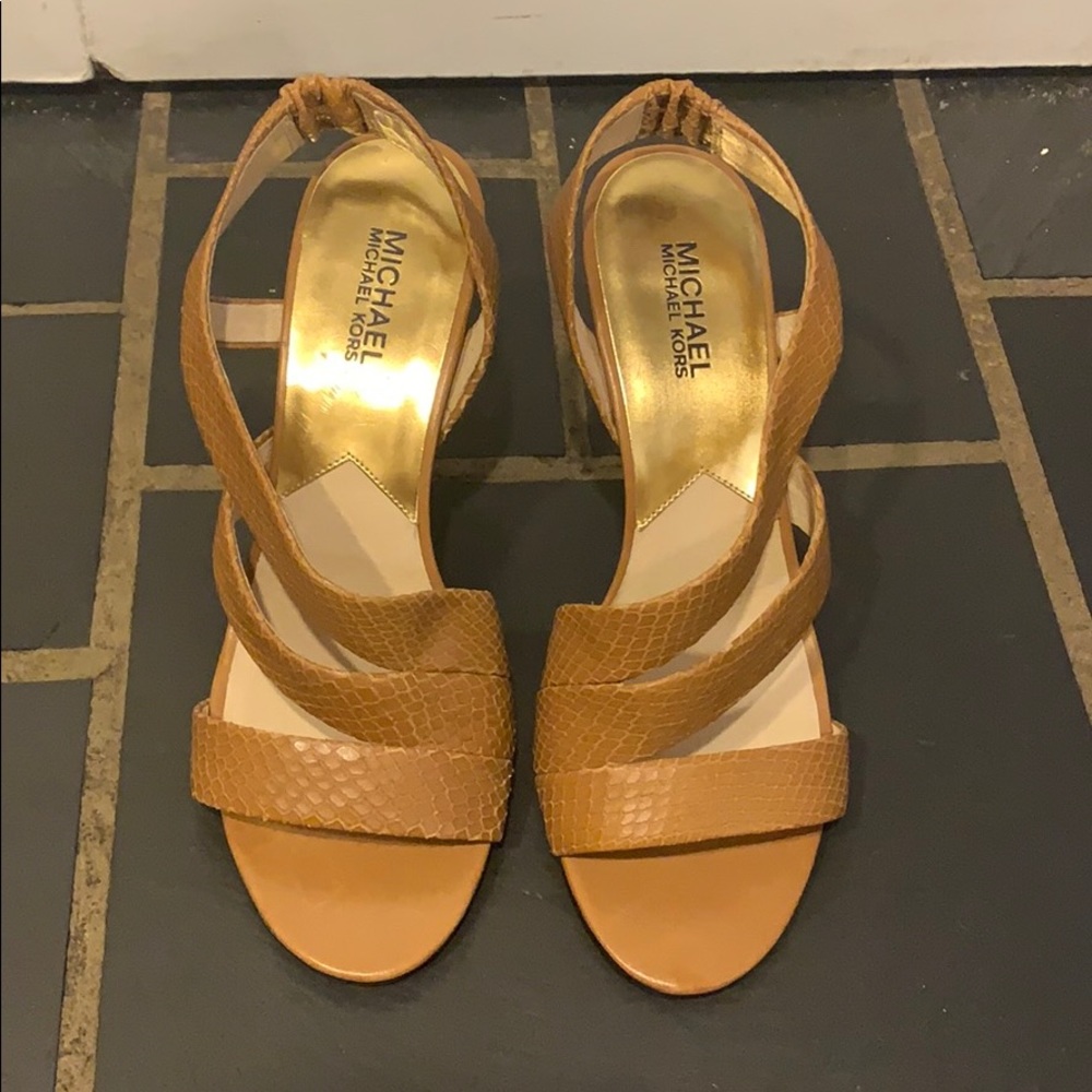 Michael Michael Kors Snake Skin Heels - brown